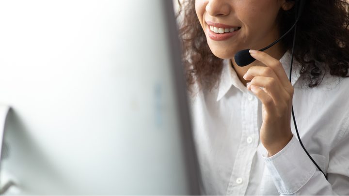 An agent speaking on the phone