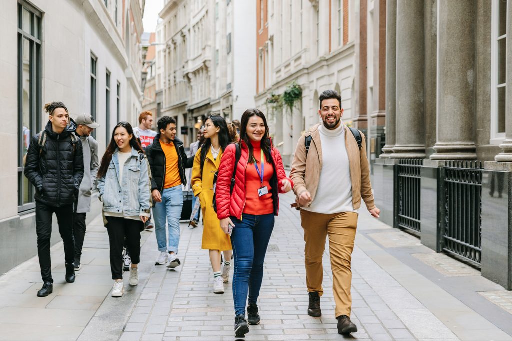 KICL students walking in london